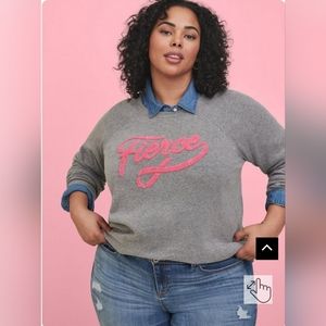 Torrid breast cancer awareness FIERCE fleece sweatshirt NWT Size 0X (12W)